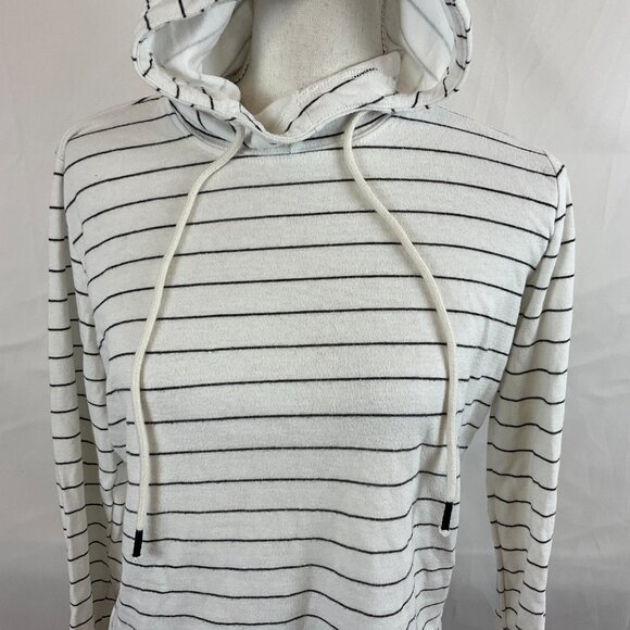 Marine Layer Top S White Black Striped Hoodie Long Sleeve - Picture 3 of 10